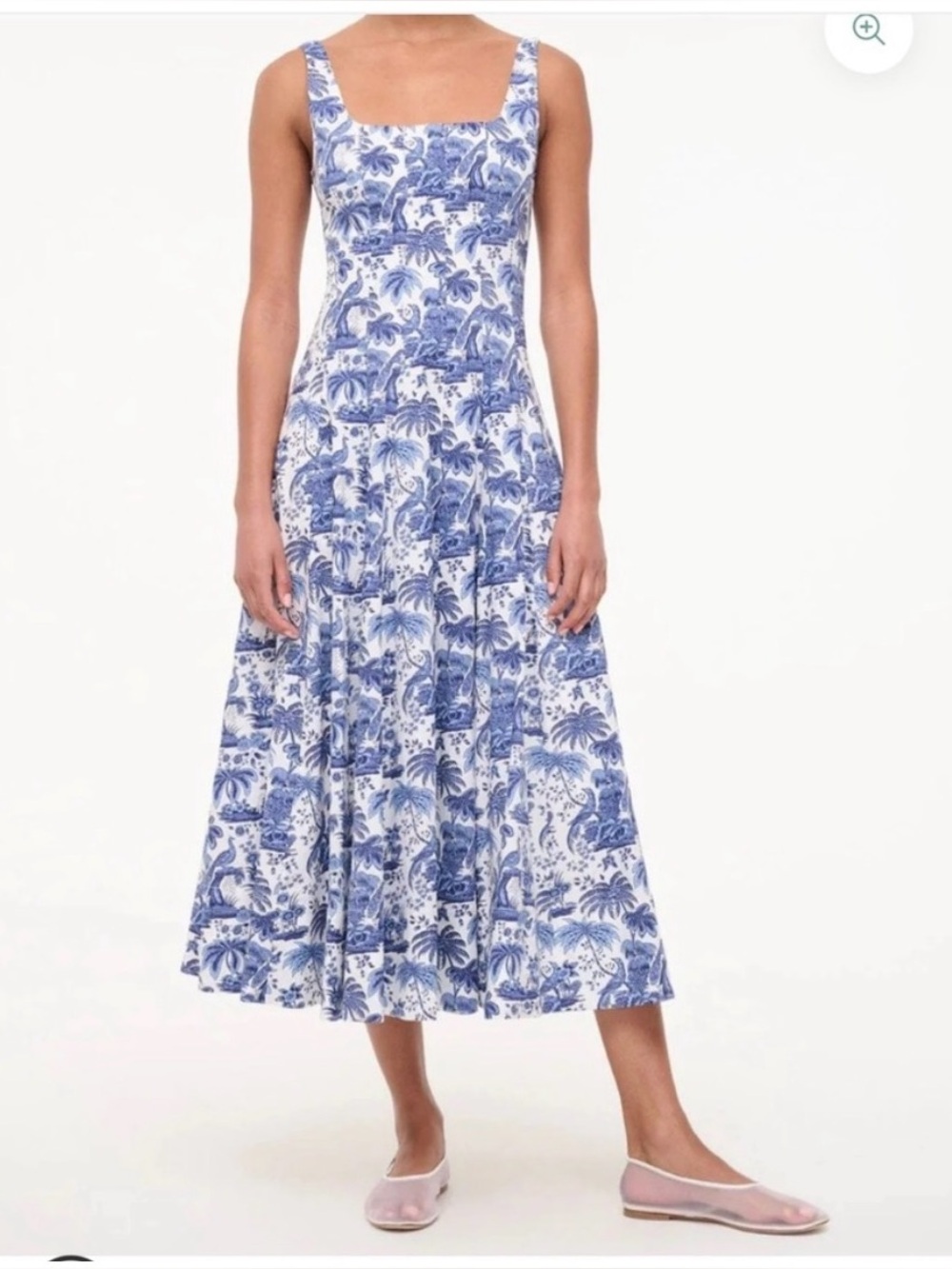 House of Harlow Wells china blue Toile midi dress linen blend medium